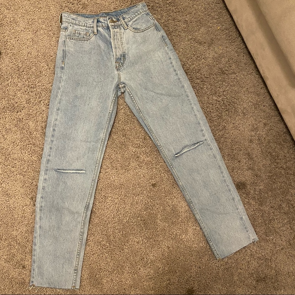 Princess Polly High Rise Straight Leg Light Wash Jean Size 2